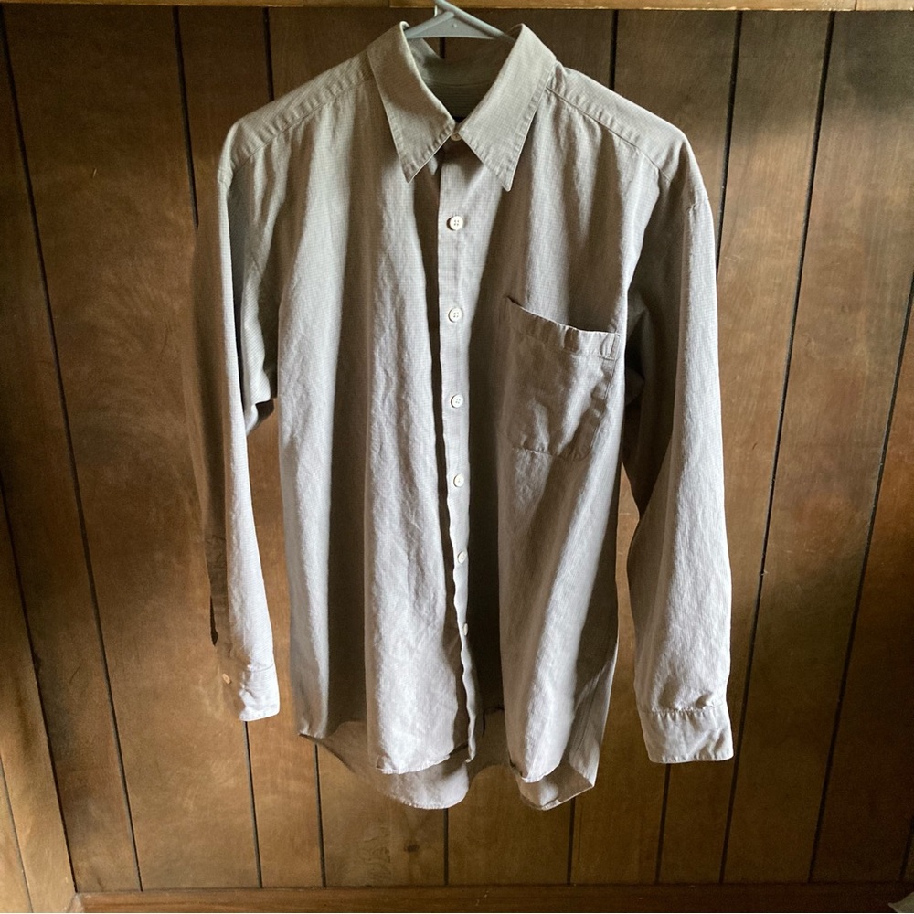 Hickey Freeman Sport Button Up Shirt Mens Size M Casual Beige